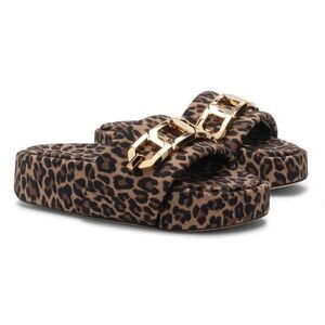 Good American Chain Platform Slide Sandal Leopard
Size 7 1/2